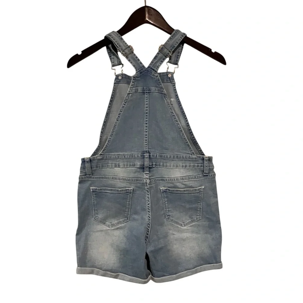 VIGOSS Girls Denim Heart Shaped Snap Overall Shorts Size Large 12/14